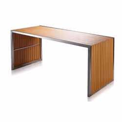 Set Bar Tavolo e 6 Sgabelli da Giardino in Acciaio e Sumpar Wood Kraus Donatello - Vista aggiuntiva 2
