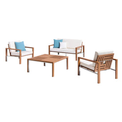 Set Salotto da Giardino in Acciaio e Sumpar Wood Divano 2 Poltrone e Tavolino Kraus Donatello