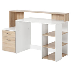 Scrivania da Ufficio Porta PC 137x55x92 cm in Legno MDF Legno Naturale e Bianco