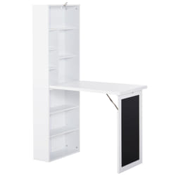 Scrivania da Ufficio Pieghevole con Libreria 98x51x153 cm Bianca