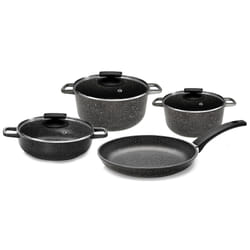 Batteria di Pentole 7 Pezzi in Alluminio Pressofuso Antiaderente Olympia Hard Cook Big