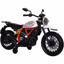 Moto Elettrica Moto Elettrica per Bambini 12V Ducati Scrambler Desert Bianca Due ruote con stabilizzatori Batteria 12V - 4.5A ...