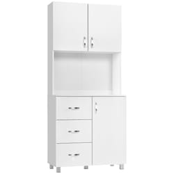 Credenza 2 Armadietti 1 Ripiano 3 Cassetti 80x39,5x193,5 cm in Legno Bianca