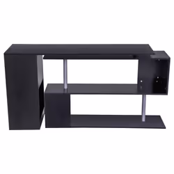 Scrivania Angolare da Ufficio 140x120x78,2 cm con Cassetti e Scaffale Girevole Nera - Vista aggiuntiva 4