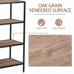 Libreria Scaffale 5 Ripiani 120x32x95 cm in Legno e Metallo Nero - Vista aggiuntiva 4