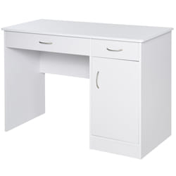 Scrivania da Ufficio Porta PC 2 Cassetti 1 Anta 111x48x75,8 cm in Legno Bianco
