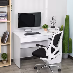 Scrivania da Ufficio Porta PC 2 Cassetti 1 Anta 111x48x75,8 cm in Legno Bianco - Vista aggiuntiva 2