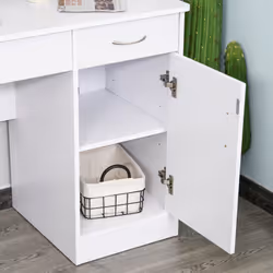 Scrivania da Ufficio Porta PC 2 Cassetti 1 Anta 111x48x75,8 cm in Legno Bianco - Vista aggiuntiva 4