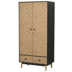 Armadio 2 Ante 2 Cassetti 90x50x190 cm in Legno Grigio Scuro