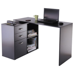 Scrivania da Ufficio ad Angolo Porta PC 117x83,5x76 cm in Legno Nera