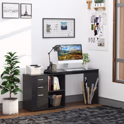 Scrivania da Ufficio ad Angolo Porta PC 117x83,5x76 cm in Legno Nera - Vista aggiuntiva 2