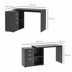 Scrivania da Ufficio ad Angolo Porta PC 117x83,5x76 cm in Legno Nera - Vista aggiuntiva 3