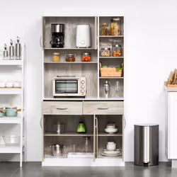 Mobile da Cucina Credenza con Ante Cassetti e Vani Apeti 100x39x180 cm - Vista aggiuntiva 2