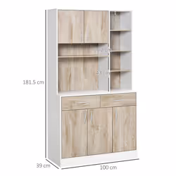 Mobile da Cucina Credenza con Ante Cassetti e Vani Apeti 100x39x180 cm - Vista aggiuntiva 3