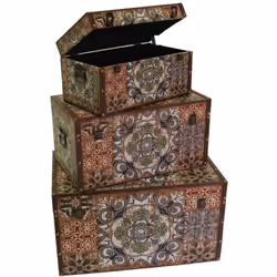 Bauli Set 3 Bauli Rettangolari in Similpelle Multicolor Queste bauletti in ecopelle sono una soluzione elegante e pratica per ...