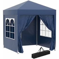 Outsunny - Gazebo Pieghevole Pop Up 2x2m in Poliestere e Acciaio Blu