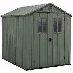 Casetta Box da Giardino Casetta da Giardino Porta Attrezzi 190x244x221 cmin Evotech+ Keter Darwin 6x8 Verde Robusta, concepit ...