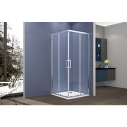 Nova - Box doccia angolare 100x100 cm con ante scorrevoli in cristallo temperato 6mm h 195 cm ambra Cromato