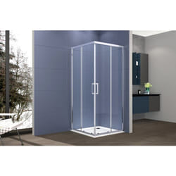 Nova - Box doccia angolare 75x120 cm con ante scorrevoli in cristallo temperato 6mm h 195 cm ambra Cromato