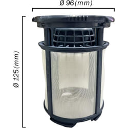 Filtro Cilindrico Scarico Lavaggio per Lavastoviglie Compatibile con Whirlpool Ariston Indesit, Dimensioni: ø 96 (mm) h. 125 (mm), Per Modelli: