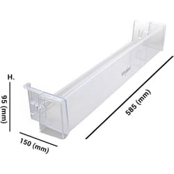 Balconcino Portabottiglie Adatto per Frigoriferi Whirlpool Ariston Indesit Hotpoint, Dimensioni 585x95x150 (mm) Trasparente, 481011102642, per