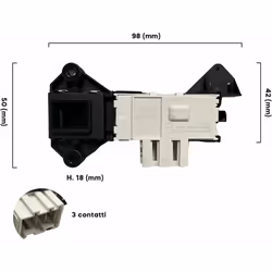 Elettroserratura Microritardatore per Lavatrice Whirlpool Ignis Indesit Ariston, Numero Contatti 3, Dimensioni 98x50 (mm), mo ...