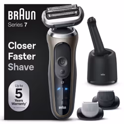 Braun Series 7 72-C7650cc, Rasoio, Nero, Marrone, 360° Flex, Acciaio inox, Pulsanti, LED