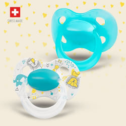 Medela ORIGINAL Ciuccio classico Ortodontico Silicone Blu, Bianco, Giallo