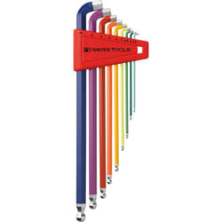 Set di chiavi a brugola in supporto di plastica 9 unità 15-10 mm 100 gradi Rainbow PB Swiss Tools