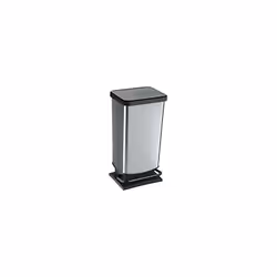 Contenitore a pedale per rifiuti PASO, capacità 40 l, largh. x alt. x prof. 353 x 676 x 295 mm, argento. Fornitura = montato. ...