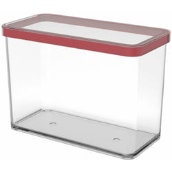 Loft Contenitore Rettangolare con Coperchio e Guarnizione, Plastica (san) senza bpa, Trasparente/Rosso, 2.1 l, 20.0 x 10.0 x 14.2 cm - Rotho