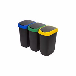 Rotho Twist 3 x 25 L Set di 3 cestini per Raccolta differenziata Coperchi Colorati