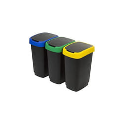 Twist 3 x 25 l Set di 3 cestini per Raccolta differenziata Coperchi Colorati - Rotho