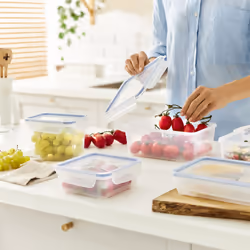 Rotho CLIC & LOCK Rettangolare Contenitore 1,5 L Blu, Trasparente 1 pz - Vista aggiuntiva 5