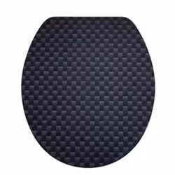 Diaqua Lyon, Allungato, Coperchio rigido da WC, Nero, MDF, Metallo, Plastica, FSC-CO16339, 378 mm
