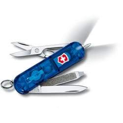 Victorinox - Swiss Army Knife Signature Lite, incl. penna a sfera e luce led, 7 funzioni, manico in abs, 24 g, blu trasparente, colore: blu