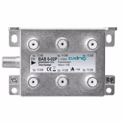 Axing BAB 6-02P, Splitter per cavo, 5 - 1218 MHz, Grigio, A, 15,5 dB, F