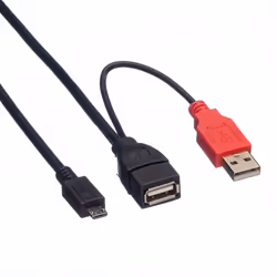 ROLINE 19.08.1009 cavo USB USB 2.0 1 m USB A Micro-USB B Nero