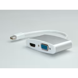 ROLINE 12.03.3161, 0,1 m, Mini DisplayPort, HDMI + VGA (D-Sub), Maschio, Femmina, Argento