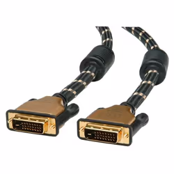 ROLINE 11.88.5511, 1 m, DVI-D, DVI-D, Maschio, Maschio, Nero, Oro