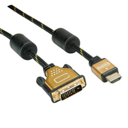 ROLINE 11.04.5890 cavo e adattatore video 1 m HDMI DVI Nero, Oro