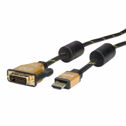 ROLINE 11.04.5890 cavo e adattatore video 1 m HDMI DVI Nero, Oro - Vista aggiuntiva 2
