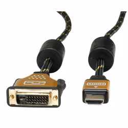 ROLINE 11.04.5890 cavo e adattatore video 1 m HDMI DVI Nero, Oro - Vista aggiuntiva 3