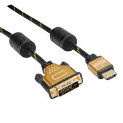 ROLINE 11.04.5891, 2 m, HDMI, DVI, Maschio, Maschio, Oro