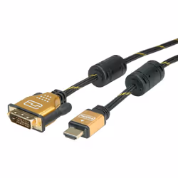 ROLINE 11.04.5891 cavo e adattatore video 2 m HDMI DVI Nero, Oro - Vista aggiuntiva 4