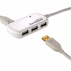 ROLINE USB 2.0 Hub, 4 Ports, with Repeater 12 m, Bianco, 12 mm