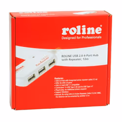 ROLINE USB 2.0 Hub, 4 Ports, with Repeater 12 m Bianco