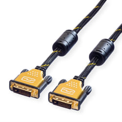 ROLINE 11.04.5512 cavo DVI 2 m DVI-D Nero, Oro