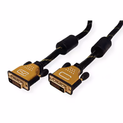 ROLINE 11.04.5512 cavo DVI 2 m DVI-D Nero, Oro