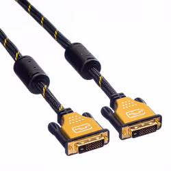 ROLINE 11.04.5512 cavo DVI 2 m DVI-D Nero, Oro